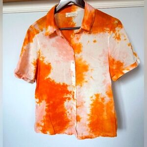 Urban Outfitters Tie-Dye Short Sleeve Button-Down Shirt Women's Size M